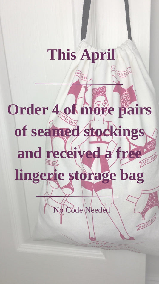 lingerie storage solution. drawstring bag for underwear vintage retro bras panties suspender garter belts illustration