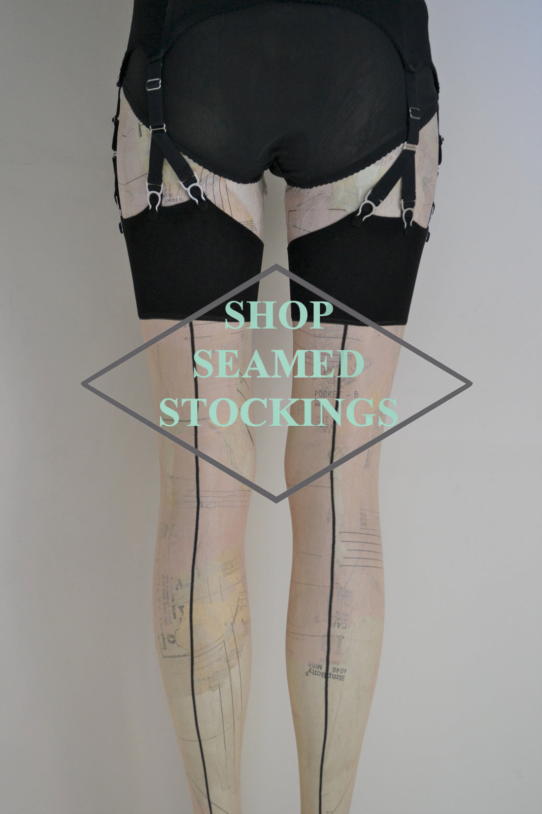 vintage style seamed nylon stockings Available in plus size by Pip & Pantalaimon retro and vintage inspired lingerie and shapewear