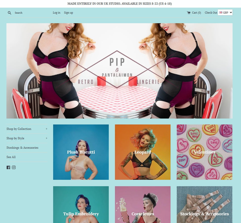 Pip and Pantalaimon P and P retro vintage pin up ethical sustainable lingerie and underwear made in the uk