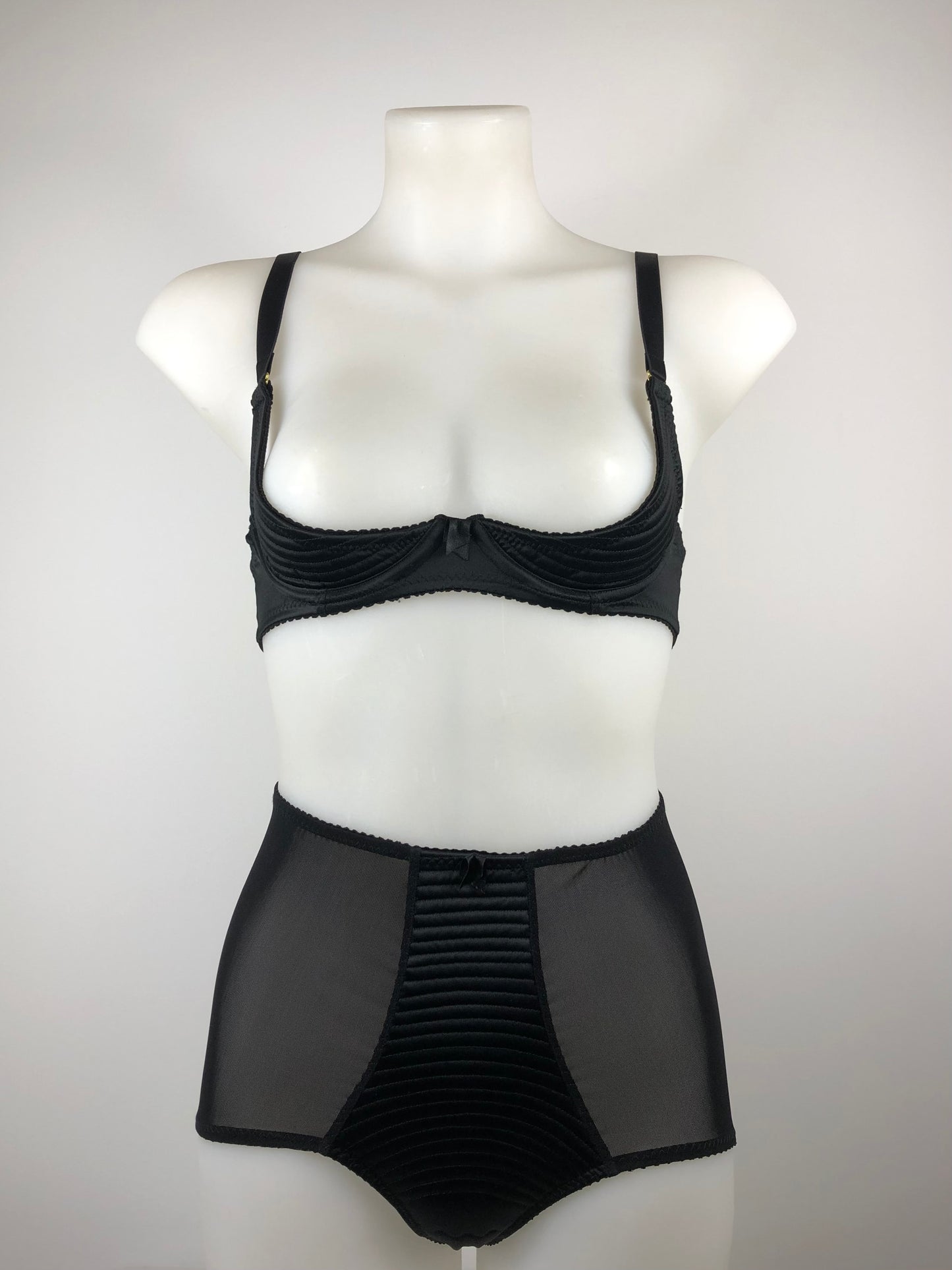 Black Satin Spiral Stitch Performer Cut Bra