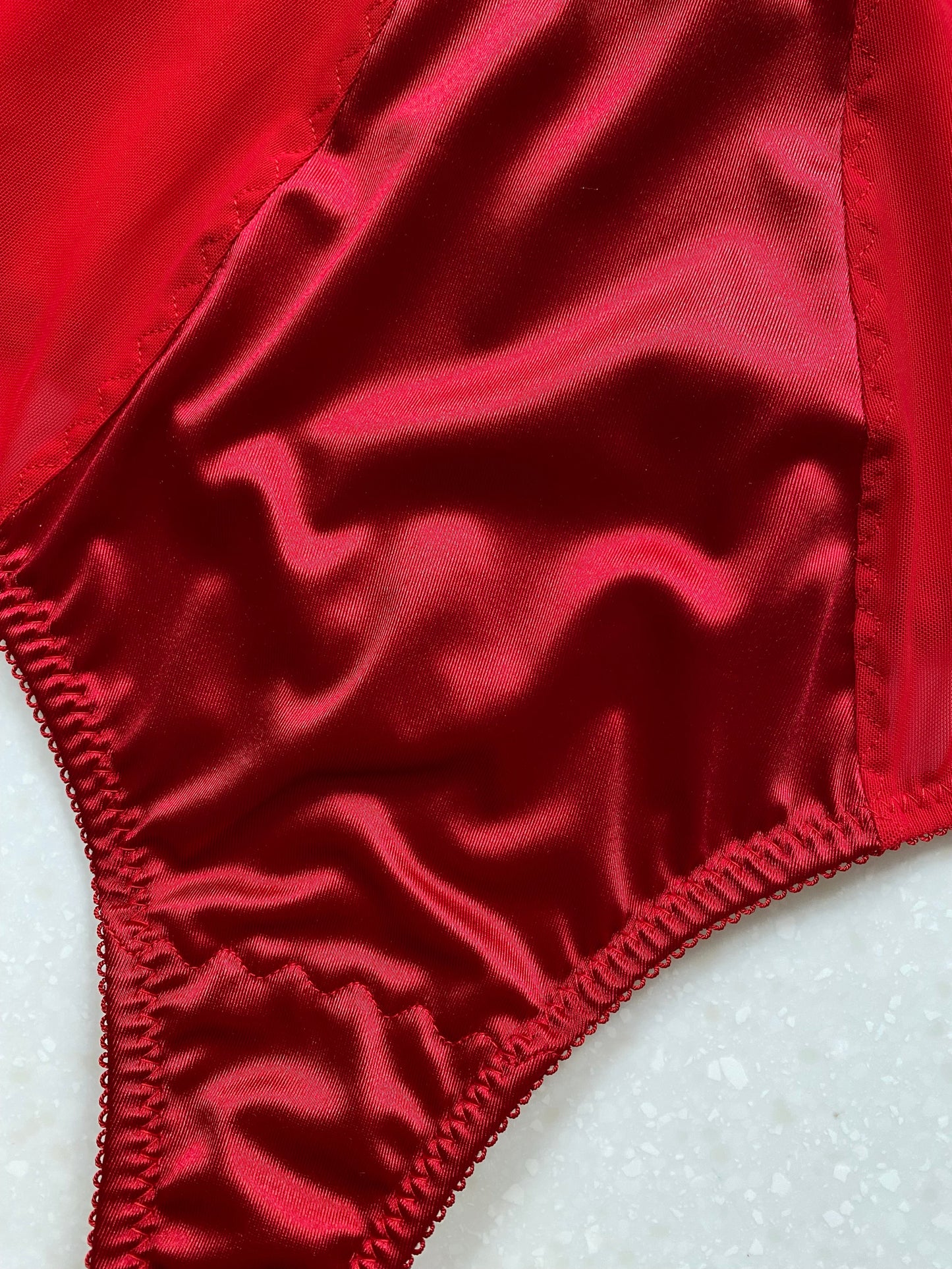 red satin high waisted thong, vintage style