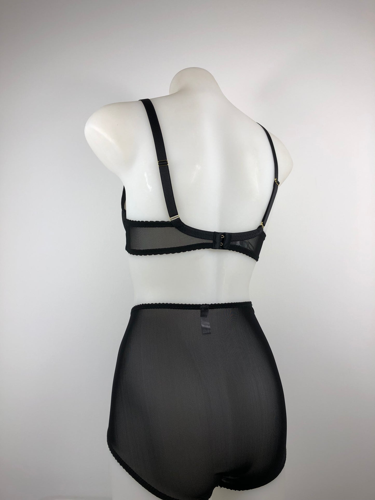 Black Satin Spiral Stitch Performer Cut Bra
