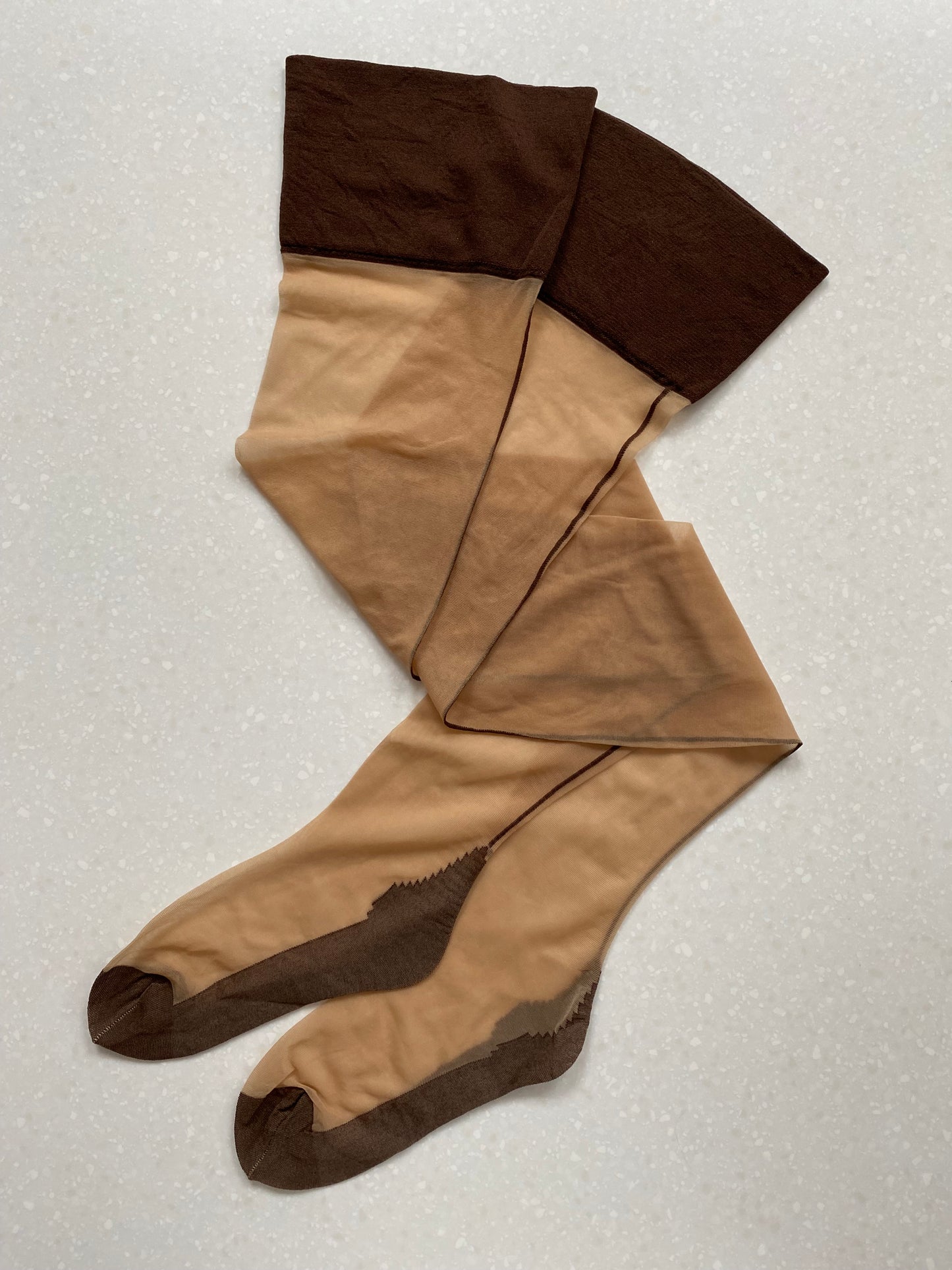 Biscotti and Dark Nude Seamed Stockings in sizes 8-14