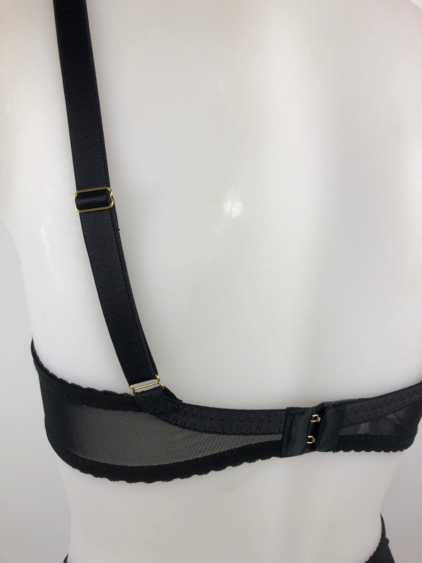 Black Satin Spiral Stitch Performer Cut Bra