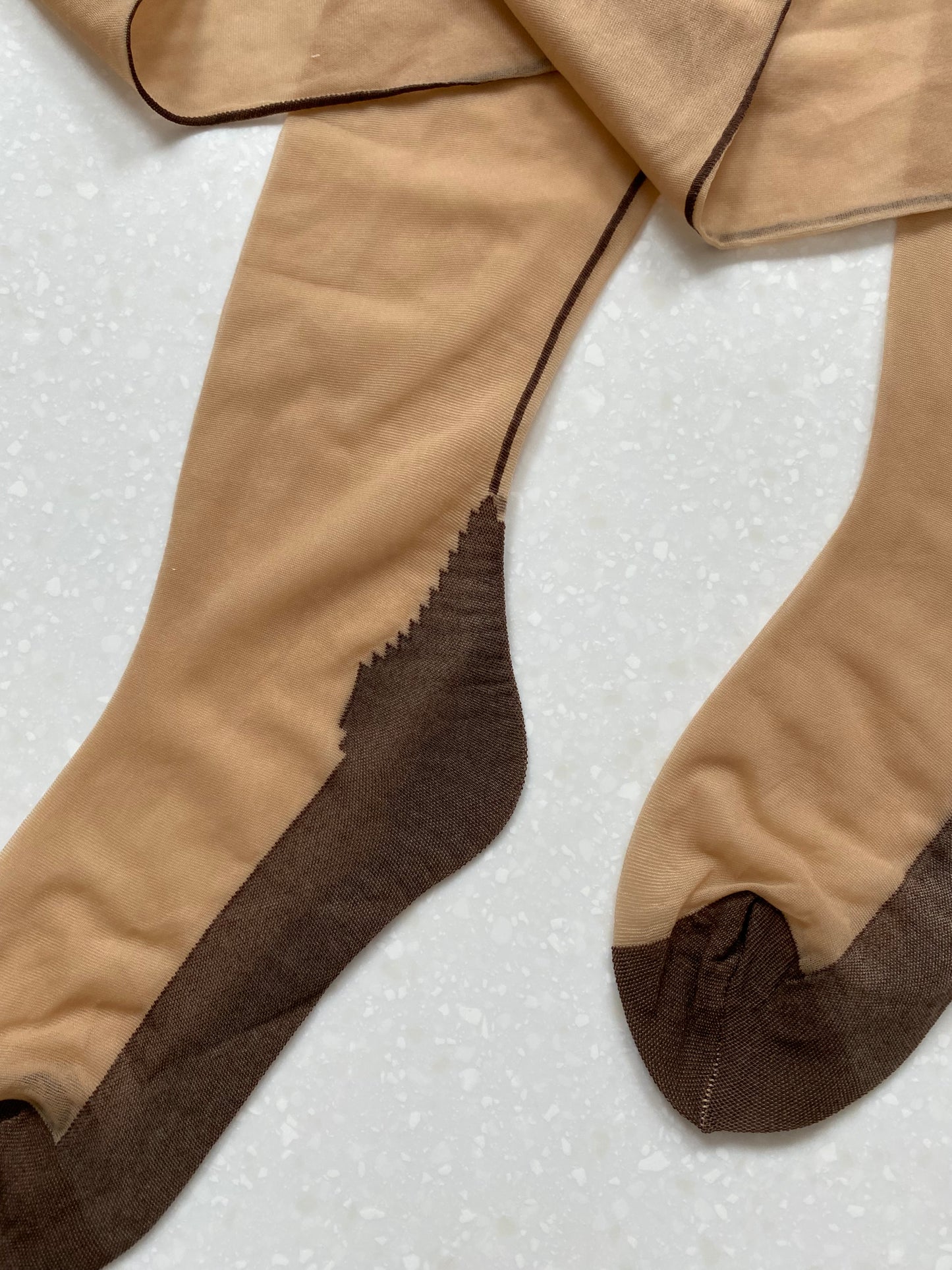 Biscotti and Dark Nude Seamed Stockings in sizes 8-14