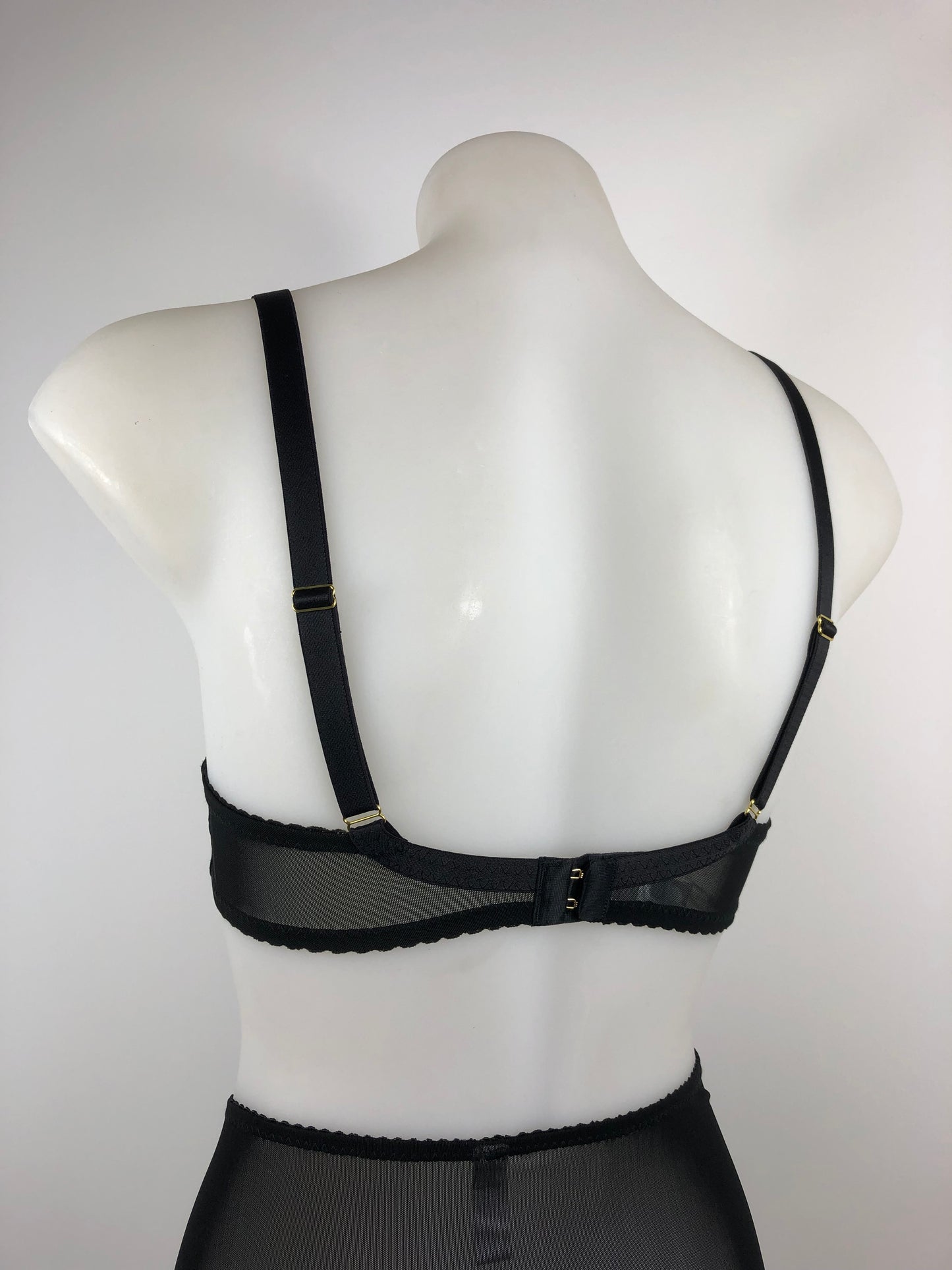Black Satin Spiral Stitch Performer Cut Bra