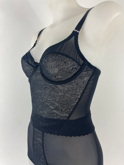 Black Cameo Longline Underwired Bra