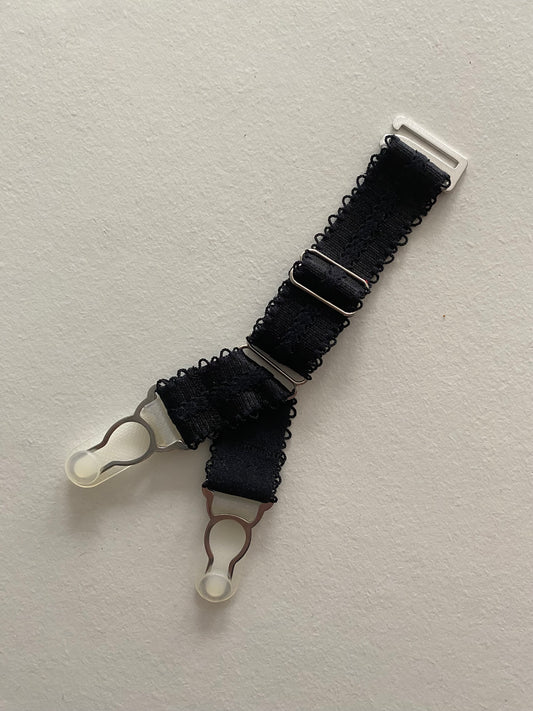  Double suspender straps Y strap garter with a hook on top to attach your corset or masque to seamed nylon stockings. 15mm wide elastic in colour black red white and nude beige biscotti peach.  20mm wide strong silver steel garter grips