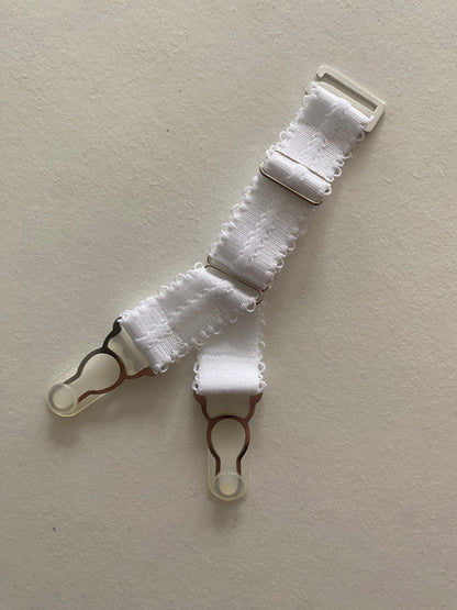  Double suspender straps Y strap garter with a hook on top to attach your corset or masque to seamed nylon stockings. 15mm wide elastic in colour black red white and nude beige biscotti peach.  20mm wide strong silver steel garter grips