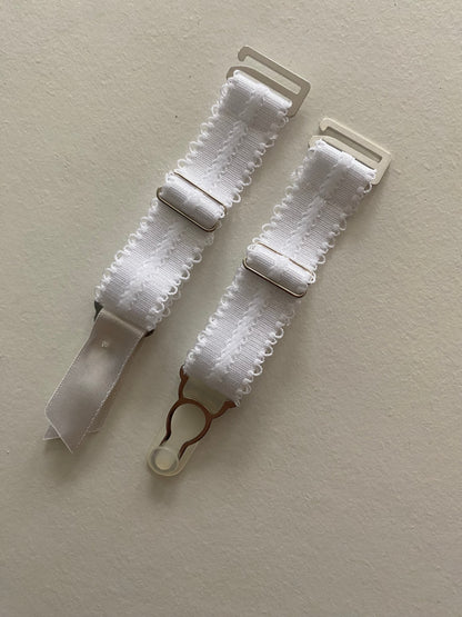 detachable suspender garter straps for lingerie and underwear. adjustable and removable replacements extra wide 20mm think strong straps for corset basque stockings garters. black elastic with strong silver steel garter grips