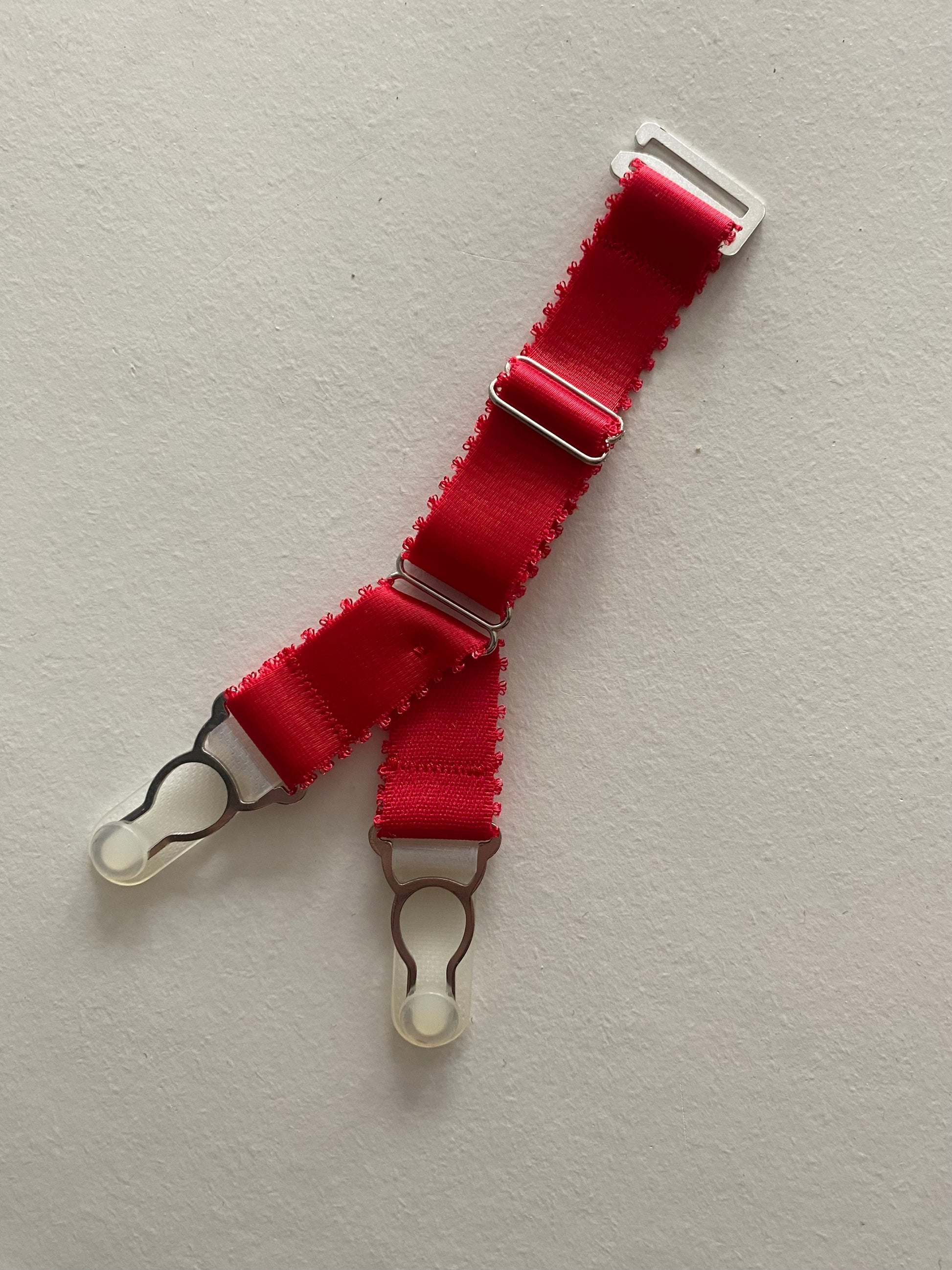  Double suspender straps Y strap garter with a hook on top to attach your corset or masque to seamed nylon stockings. 15mm wide elastic in colour black red white and nude beige biscotti peach.  20mm wide strong silver steel garter grips