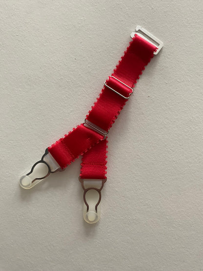  Double suspender straps Y strap garter with a hook on top to attach your corset or masque to seamed nylon stockings. 15mm wide elastic in colour black red white and nude beige biscotti peach.  20mm wide strong silver steel garter grips