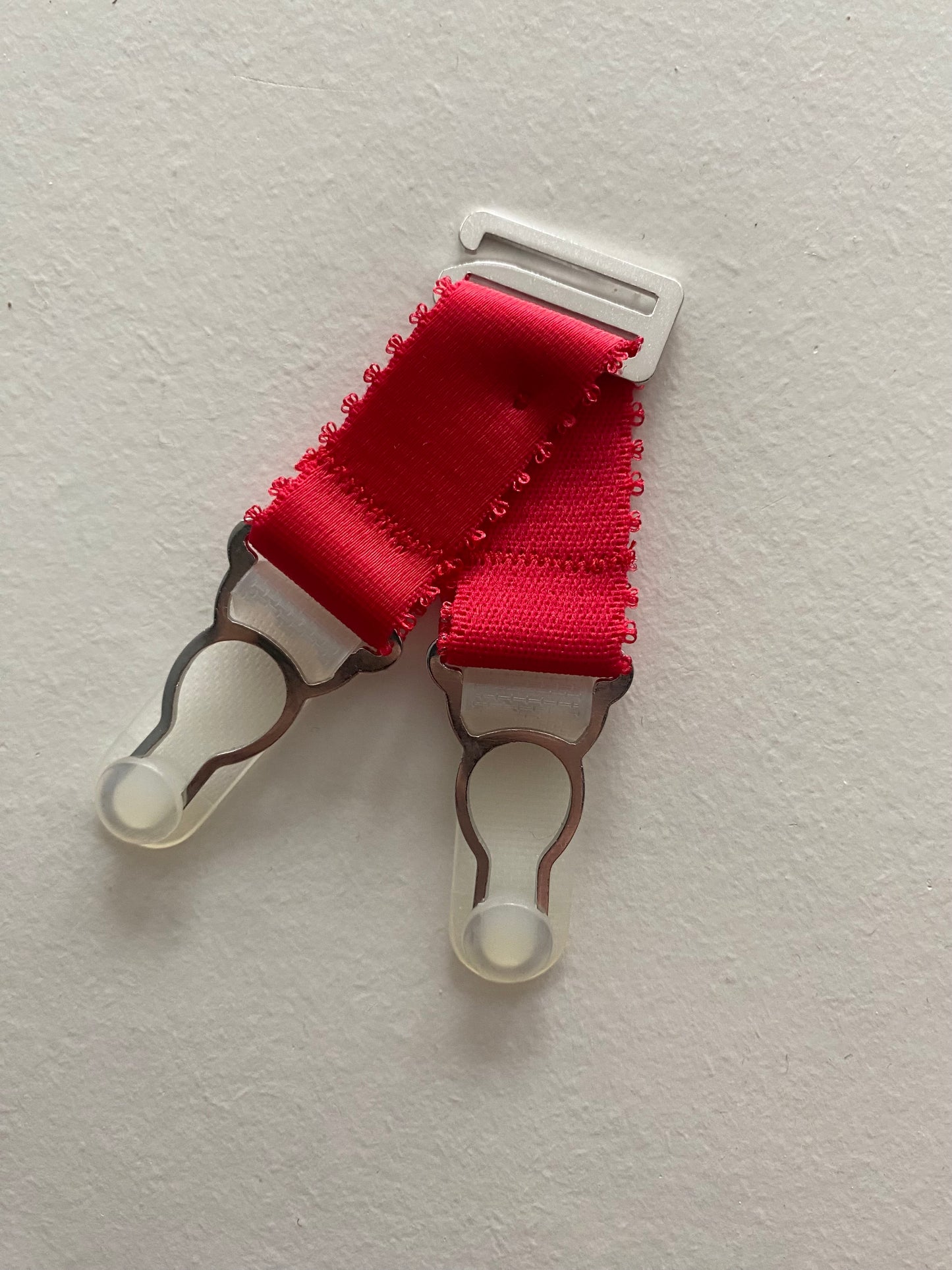 short detachable suspender straps  garter clips with hook for stockings. retro and vintage lingerie by Pip & Pantalaimon V STRAPS Extra Wide 20mm. Strong silver steel garter grips in black white or nude beige biscotti peach