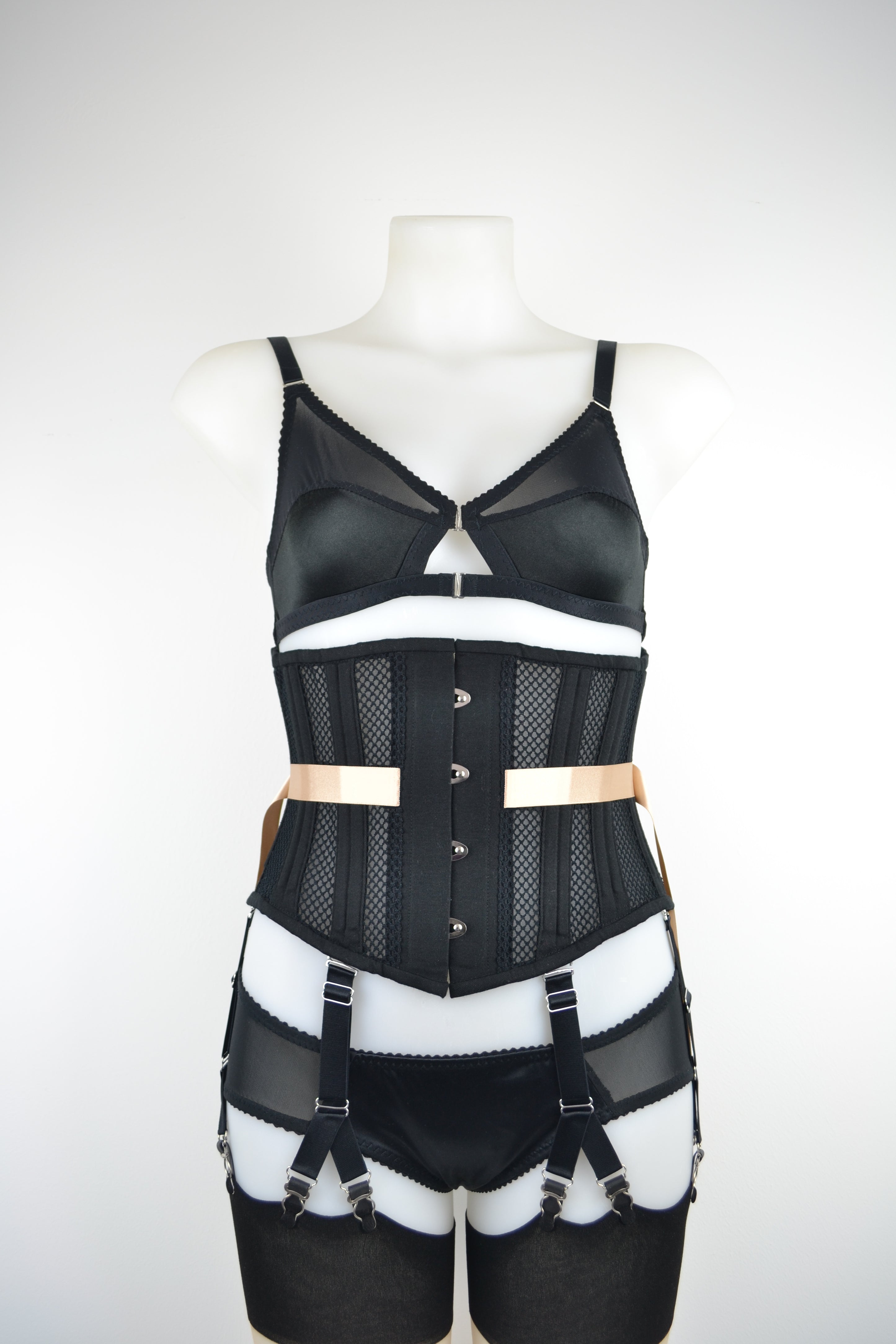 Black Mesh Fan Laced Underbust Corset ~ Pip and Pantalaimon – Pip ...