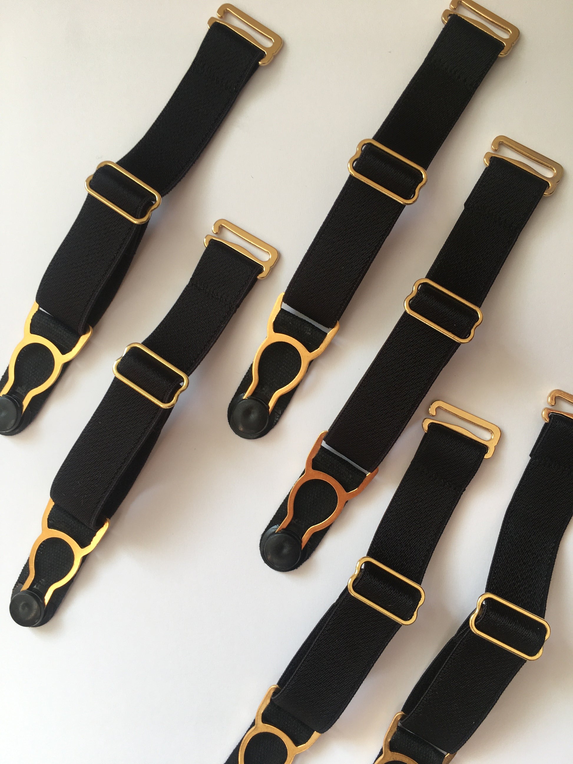 gold metal detachable removeable replacement suspender garter straps for lingerie corsets basques black and gold findings