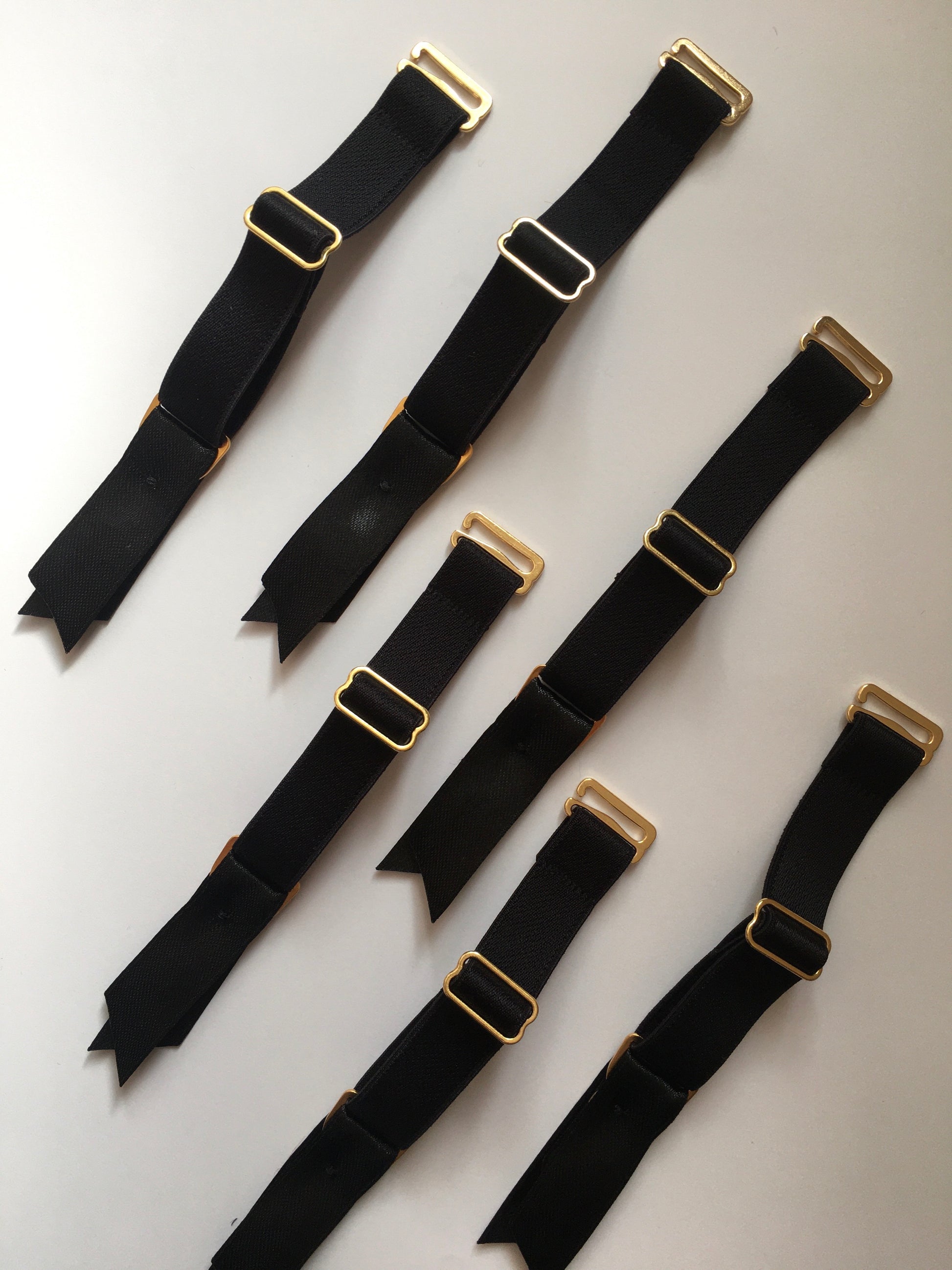 gold metal detachable removeable replacement suspender garter straps for lingerie corsets basques black and gold findings