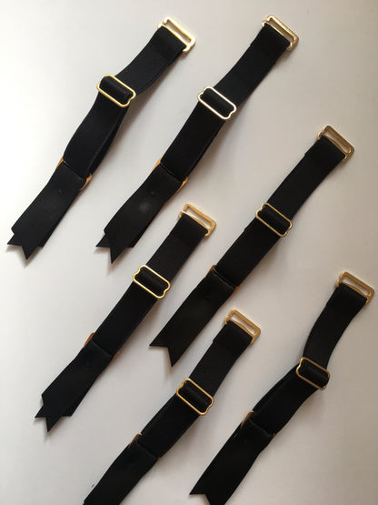 gold metal detachable removeable replacement suspender garter straps for lingerie corsets basques black and gold findings
